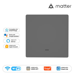 Matter WiFi Smart Light Switch EU - Push Button Design, Neutral Wire Required, Works with Alexa/Google/HomeKit (Matter Compatible), App & Voice Control, CE Certified