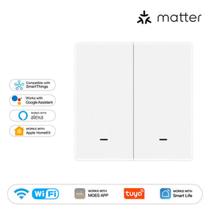 Matter WiFi Smart Light Switch EU - Push Button Design, Neutral Wire Required, Works with Alexa/Google/HomeKit (Matter Compatible), App & Voice Control, CE Certified