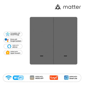 Matter WiFi Smart Light Switch EU - Push Button Design, Neutral Wire Required, Works with Alexa/Google/HomeKit (Matter Compatible), App & Voice Control, CE Certified