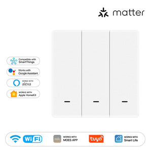 Matter WiFi Smart Light Switch EU - Push Button Design, Neutral Wire Required, Works with Alexa/Google/HomeKit (Matter Compatible), App & Voice Control, CE Certified