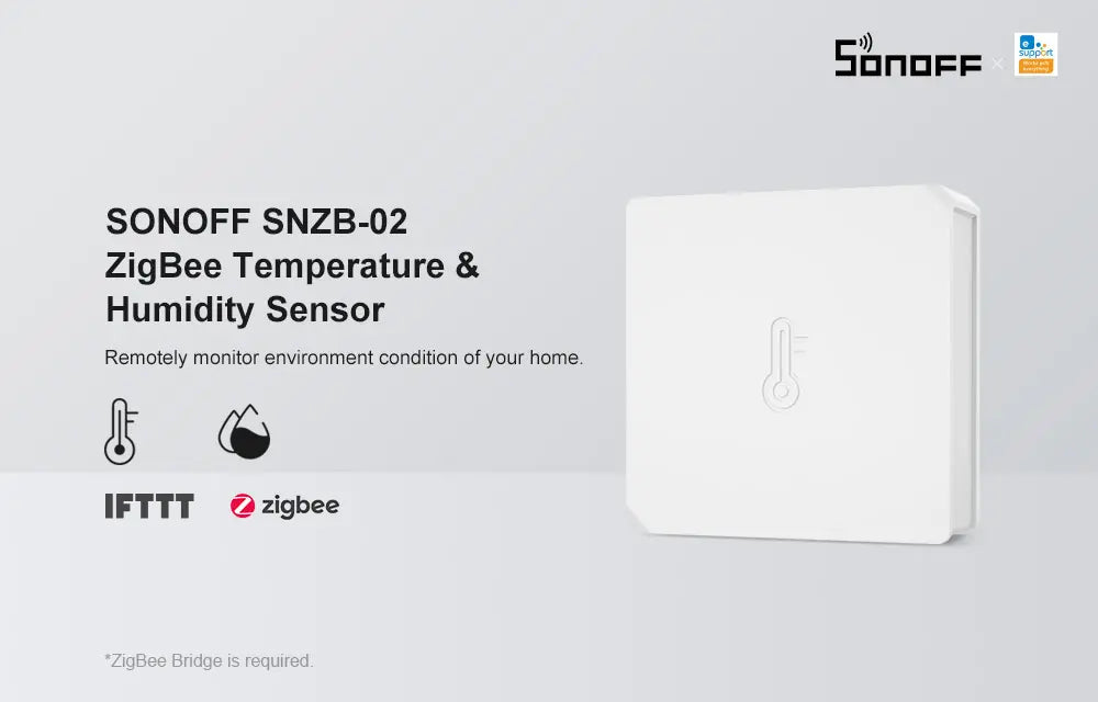 SONOFF SNZB-02 Zigbee Heat Detector - Wireless Temperature & Humidity Sensor, Compatible with Smart Home Hub (Zigbee 3.0), Works with Alexa/Google Home, for Home/Office Monitoring