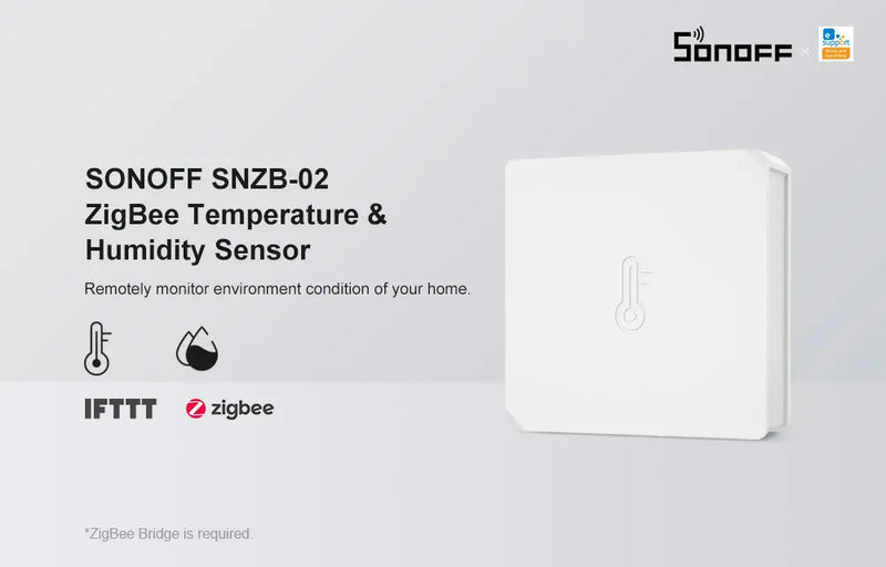 SONOFF SNZB-02 Zigbee Heat Detector - Wireless Temperature & Humidity Sensor, Compatible with Smart Home Hub (Zigbee 3.0), Works with Alexa/Google Home, for Home/Office Monitoring
