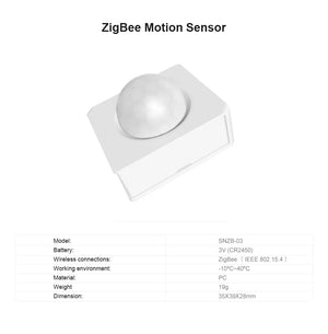 SONOFF SNZB-03 ZigBee PIR Motion Sensor - Wireless Smart Motion Detector for Home Automation, Works with ZigBee Hubs (SONOFF, Echo, SmartThings), 120° Detection, Battery-Powered, Easy Installation