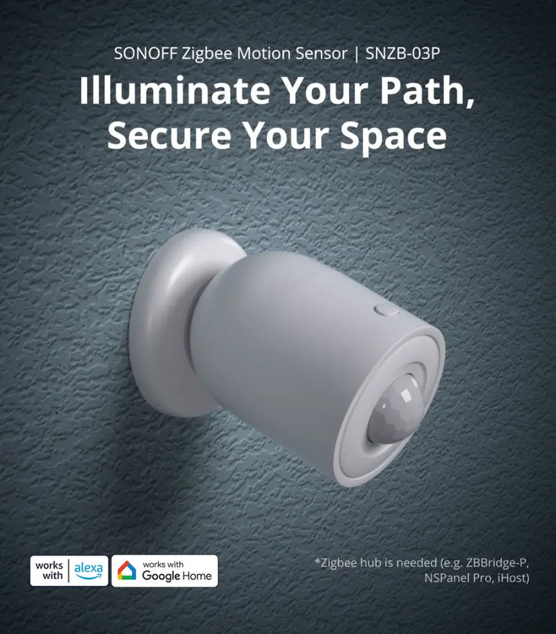 SONOFF SNZB-03P Zigbee 3.0 Motion Sensor - 5s Fast Detection, Works with Alexa/Google Home via eWeLink, 3+ Year Battery Life, Smart Home Security & Automation