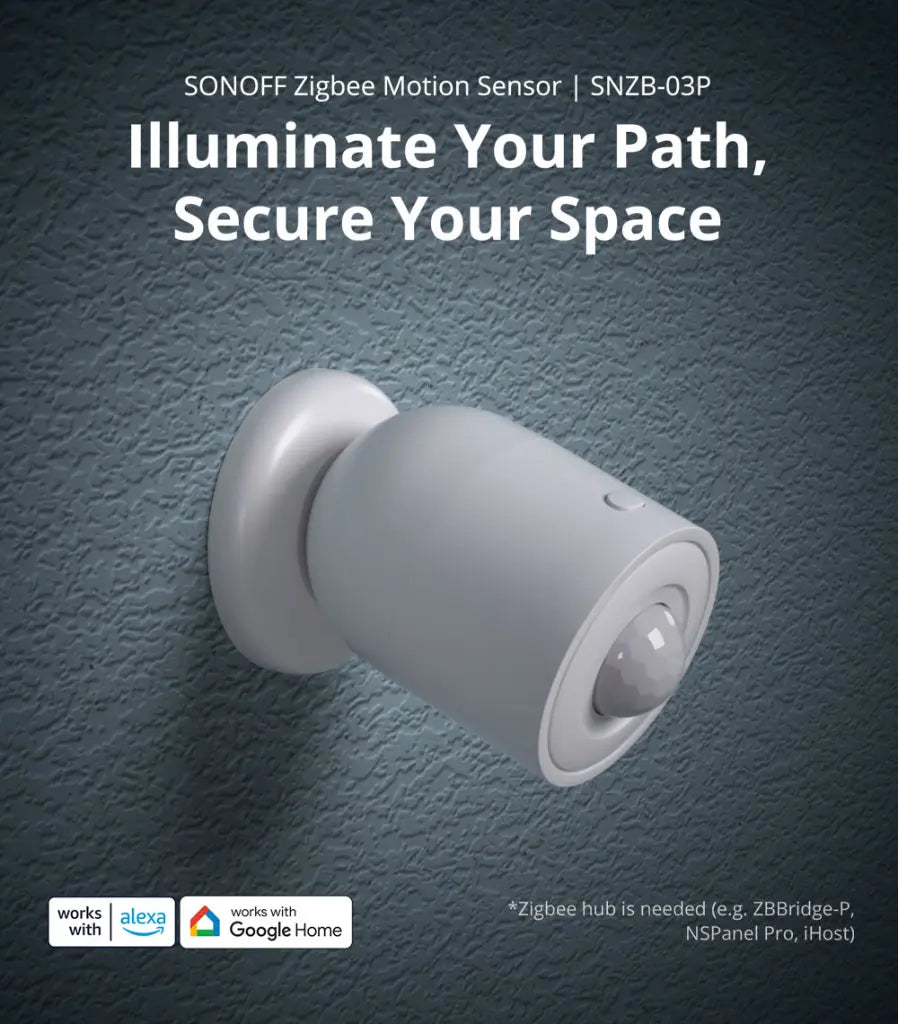 SONOFF SNZB-03P Zigbee 3.0 Motion Sensor - 5s Fast Detection, Works with Alexa/Google Home via eWeLink, 3+ Year Battery Life, Smart Home Security & Automation