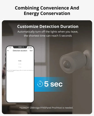 SONOFF SNZB-03P Zigbee 3.0 Motion Sensor - 5s Fast Detection, Works with Alexa/Google Home via eWeLink, 3+ Year Battery Life, Smart Home Security & Automation