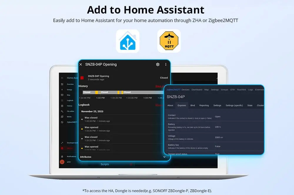 SONOFF SNZB-04P Zigbee Door Window Sensor - Smart Home Alarm with Tamper Alert, 5+ Year Battery, Works with Alexa/Google Home/ZHA, No Hub Required, Wireless Contact Sensor for Home Security