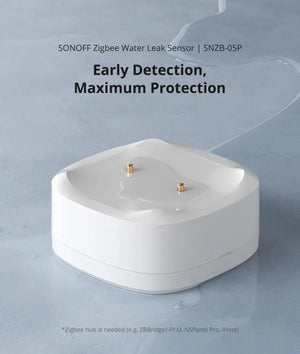 SONOFF SNZB-05P Zigbee Water Leak Sensor - Smart Flood Detector, Works with Alexa/Google Home via eWeLink, Battery-Powered, for Basement/Pipes/Appliances