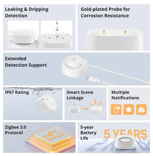 SONOFF SNZB-05P Zigbee Water Leak Sensor - Smart Flood Detector, Works with Alexa/Google Home via eWeLink, Battery-Powered, for Basement/Pipes/Appliances