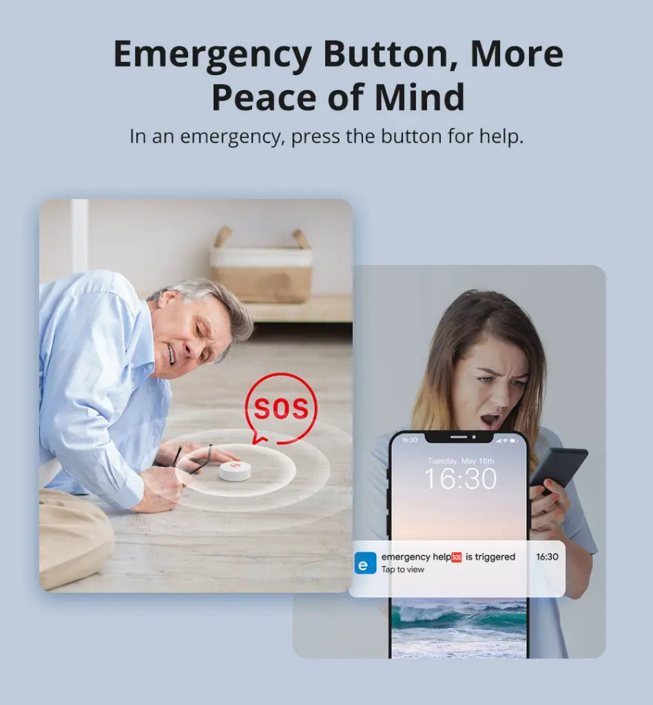 SONOFF SNZB-01P Zigbee 3.0 Wireless Panic Button, Smart Emergency Switch with 2-Way Control, Works with Alexa & Google Home, Smart Scene/Home Automation Trigger, No Hub Required (Works with SONOFF Zigbee Hub)