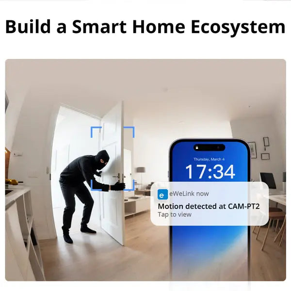 SONOFF CAM-PT2 Smart Indoor Security Camera - 1080P Pan-Tilt WiFi Camera with Night Vision, 2-Way Audio, Motion Tracking, Works with Alexa/Google Home