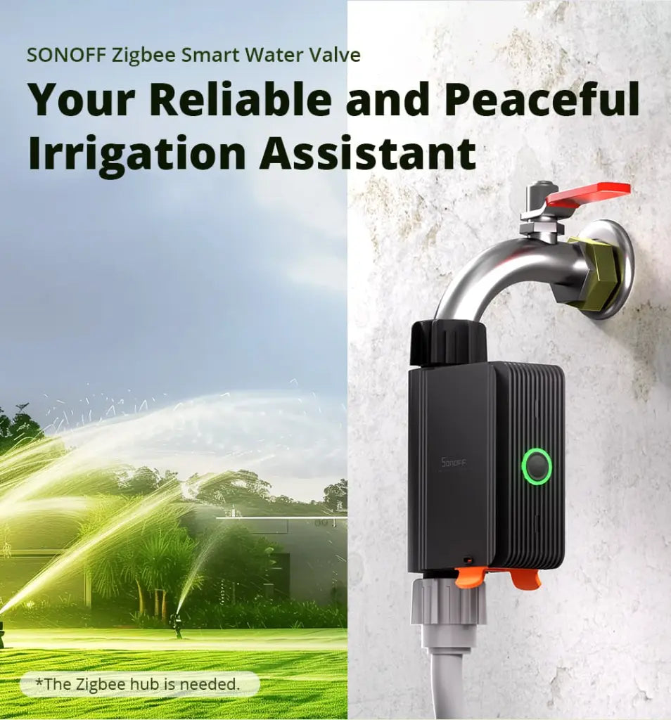 SONOFF SWV Zigbee 3.0 Smart Water Valve - Automatic Irrigation Timer Switch with 6-Month Data Logging, Works with Alexa & Google Home, Open-Source Platform Compatible