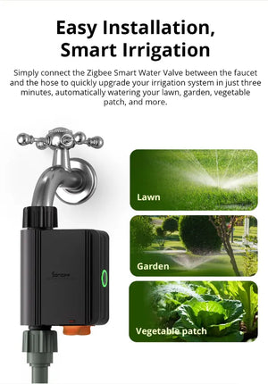 SONOFF SWV Zigbee 3.0 Smart Water Valve - Automatic Irrigation Timer Switch with 6-Month Data Logging, Works with Alexa & Google Home, Open-Source Platform Compatible