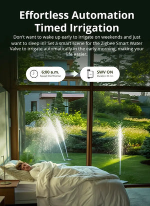 SONOFF SWV Zigbee 3.0 Smart Water Valve - Automatic Irrigation Timer Switch with 6-Month Data Logging, Works with Alexa & Google Home, Open-Source Platform Compatible