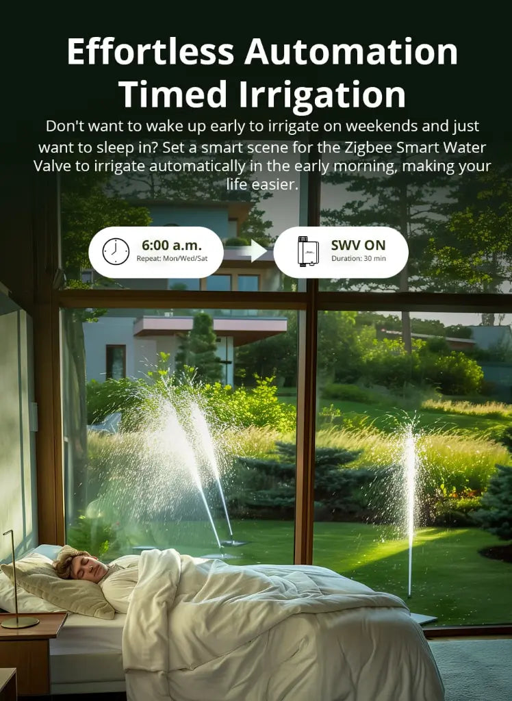 SONOFF SWV Zigbee 3.0 Smart Water Valve - Automatic Irrigation Timer Switch with 6-Month Data Logging, Works with Alexa & Google Home, Open-Source Platform Compatible