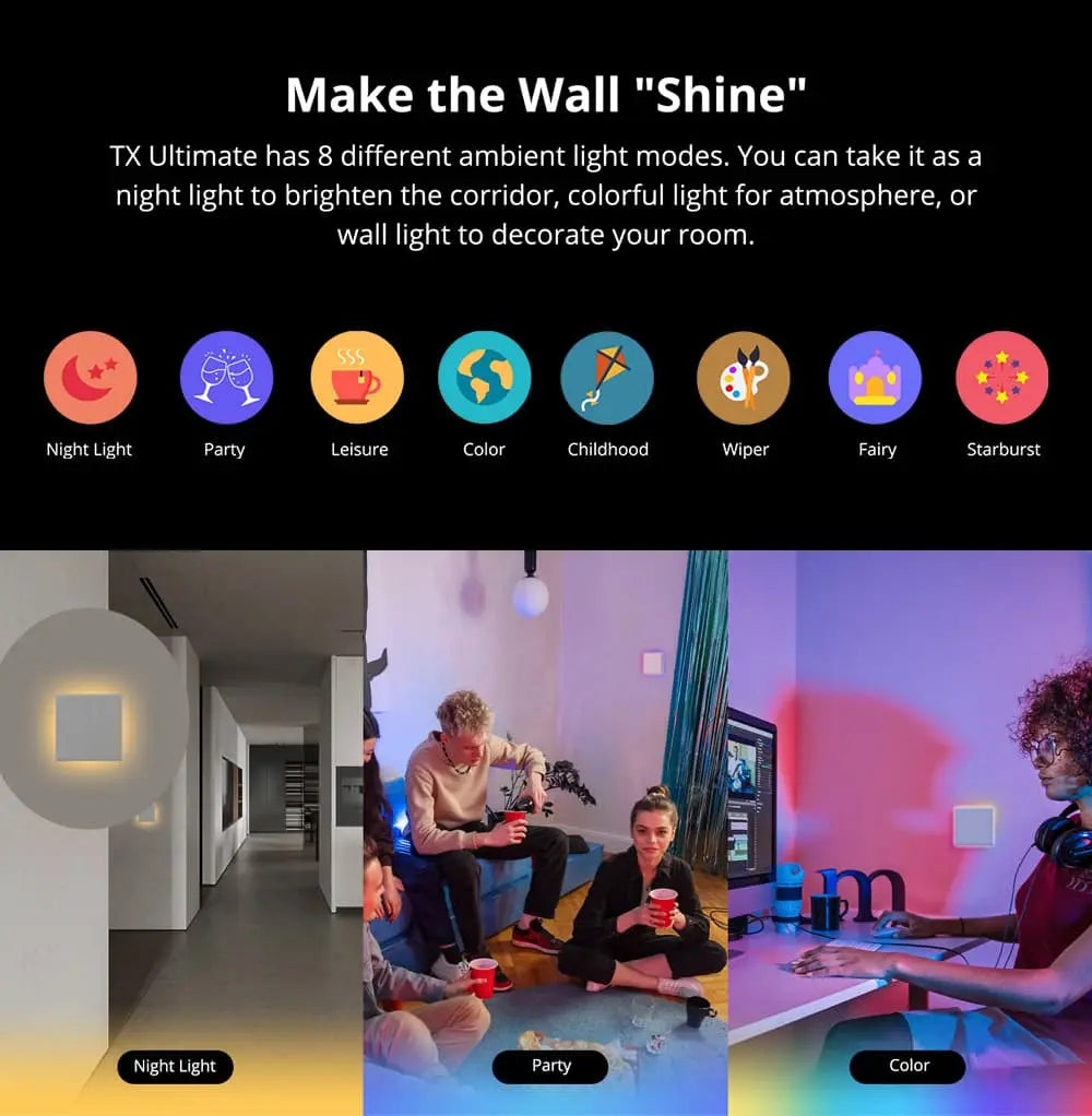 SONOFF T5-4C-86TX WiFi Smart Touch Wall Switch - 4-Gang, Works with Alexa/Google Home, Replaceable Cover, No Hub Required, EU Standard 86mm (White)