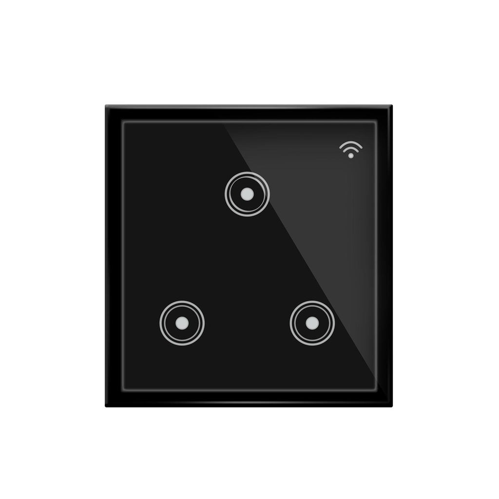 Smart WiFi 3-Gang Touch Panel Switch - Retrofit for Anchor Roma Modular Frames, Works with Alexa & Google Home, Black Wall Touch Control, No Hub Required, Edge-to-Edge Design