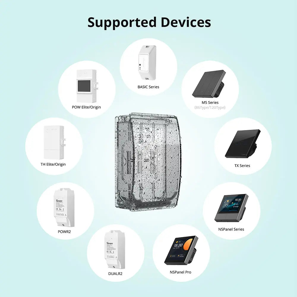 SONOFF R2 Waterproof Outdoor Enclosure Case - Compatible with TH Elite/TH Origin & POW R3/R2 Smart Switches, IP66 Rated Electrical Box for Weatherproof Protection (Grey)