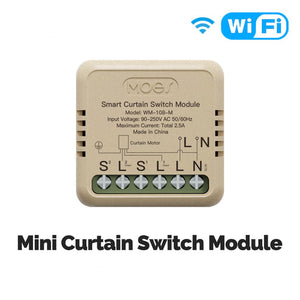 WiFi Smart Curtain Switch Module - Mini Design, Works with Alexa/Google Home, App Remote Control, No Hub Required, Timer & Voice Control, Compatible with Most Curtain Motors (120-250V)