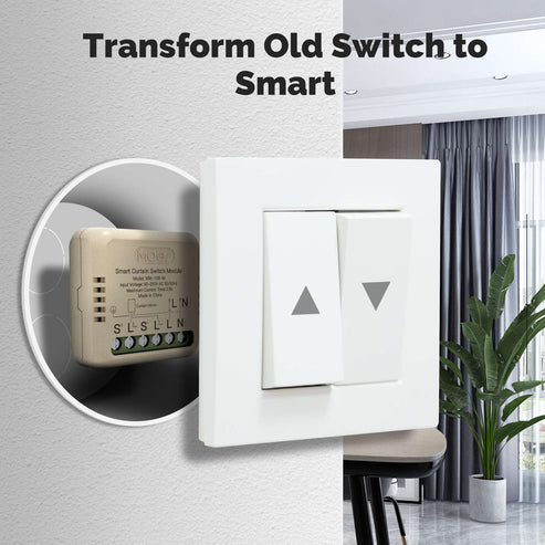 WiFi Smart Curtain Switch Module - Mini Design, Works with Alexa/Google Home, App Remote Control, No Hub Required, Timer & Voice Control, Compatible with Most Curtain Motors (120-250V)