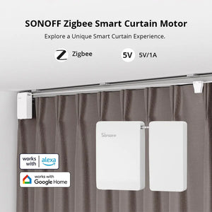 SONOFF ZB Zigbee Smart Curtain Motor Switch - 5V/1A Power Supply, Easy Installation, Works with Alexa & Google Home, APP Remote Control, for Smart Blinds & Automated Curtains