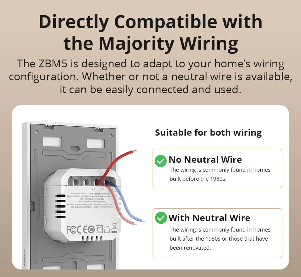 SONOFF SwitchMan ZBM5-3C-120W Zigbee Smart Wall Switch - 3-Gang Touch Panel, 120W Load, Works with Alexa/Google Home, No Neutral Wire Required, Compatible with Zigbee 3.0 Hubs