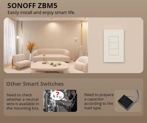 SONOFF SwitchMan ZBM5-3C-120W Zigbee Smart Wall Switch - 3-Gang Touch Panel, 120W Load, Works with Alexa/Google Home, No Neutral Wire Required, Compatible with Zigbee 3.0 Hubs