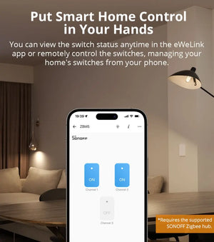 SONOFF ZBM5-1C-120W SwitchMan Zigbee Smart Wall Switch - 1-Gang, Works with Alexa/Google Home, No Neutral Required, 120W Max Load, White Touch Panel, Zigbee 3.0