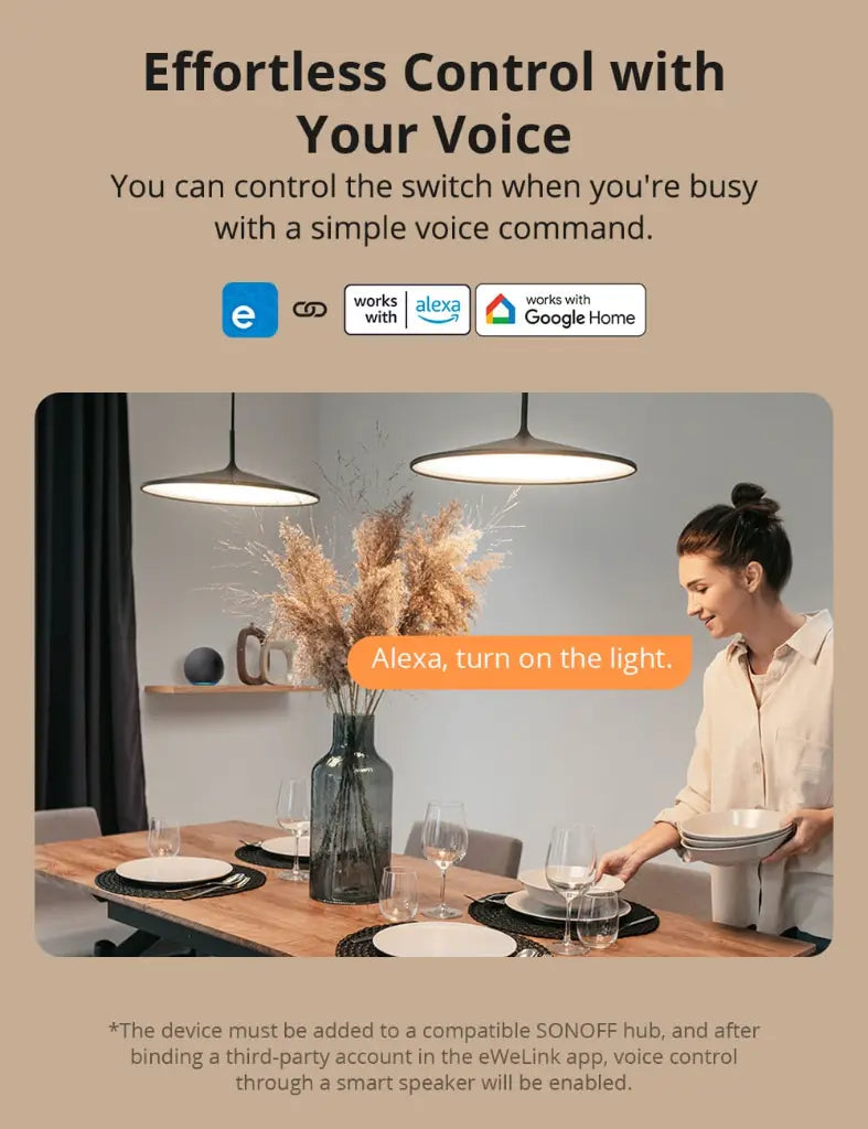 SONOFF ZBM5-1C-120W SwitchMan Zigbee Smart Wall Switch - 1-Gang, Works with Alexa/Google Home, No Neutral Required, 120W Max Load, White Touch Panel, Zigbee 3.0