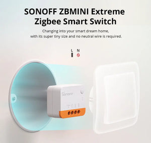 SONOFF ZBMINIL2 Extreme Zigbee Smart Switch - No Neutral Wire Required, 2-Way Control via eWeLink/Google/Alexa, Ultra-Compact Design, Works with Zigbee Hub