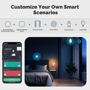 ZigBee Smart Button Scene Switch - Wireless Remote Controller with Mobile App Control, Multi-Scene Linkage for Smart Home, Works with Alexa/Google Home via ZigBee Hub (No Wiring Needed)