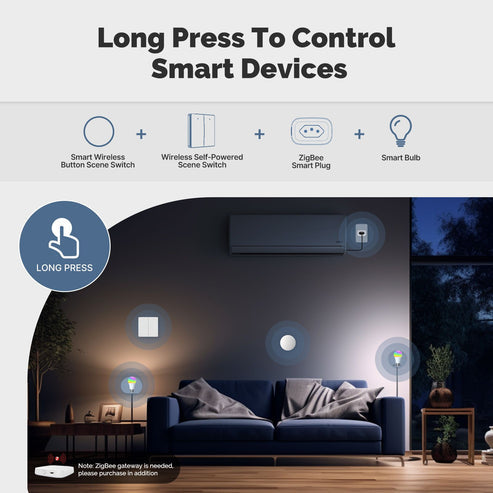 ZigBee Smart Button Scene Switch - Wireless Remote Controller with Mobile App Control, Multi-Scene Linkage for Smart Home, Works with Alexa/Google Home via ZigBee Hub (No Wiring Needed)