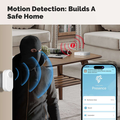 ZigBee Smart mmWave Sensor - Human Presence Detector with Motion & Motionless Detection, PIR+Radar Dual Sensing, Works with Alexa/Google Home, App Alerts for Home Security & Automation