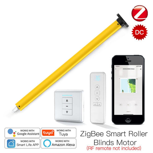 ZigBee Smart Tubular Motor for Roller Blinds – 38mm Automatic Electric Blind Motor with RF433 Remote Control, Works with Alexa, Google Home, SmartThings – DIY Motorized Window Shades Kit (No Hub Required)
