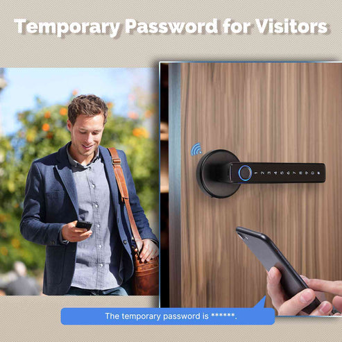Bluetooth Smart Door Lock with Keypad & Fingerprint Entry - Biometric Keyless Doorknob Handle, Passcode Entry, Auto-Lock, Works with Alexa/Google Home, Easy DIY Installation (Fits Standard Doors)