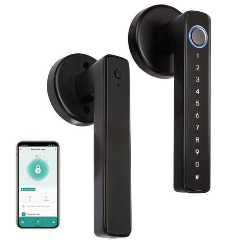 Bluetooth Smart Door Lock with Keypad & Fingerprint Entry - Biometric Keyless Doorknob Handle, Passcode Entry, Auto-Lock, Works with Alexa/Google Home, Easy DIY Installation (Fits Standard Doors)