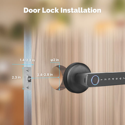 Bluetooth Smart Door Lock with Keypad & Fingerprint Entry - Biometric Keyless Doorknob Handle, Passcode Entry, Auto-Lock, Works with Alexa/Google Home, Easy DIY Installation (Fits Standard Doors)