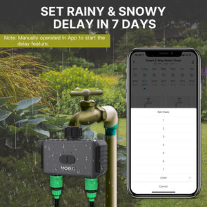 Bluetooth Smart Sprinkler Timer - Dual Outlet Water Timer with App Control, Programmable Irrigation System for Lawn & Garden (Weather Resistant, Battery Powered, Easy Installation)