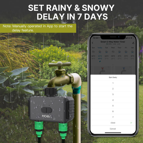 Bluetooth Smart Sprinkler Timer - Dual Outlet Water Timer with App Control, Programmable Irrigation System for Lawn & Garden (Weather Resistant, Battery Powered, Easy Installation)