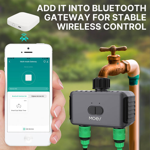 Bluetooth Smart Sprinkler Timer - Dual Outlet Water Timer with App Control, Programmable Irrigation System for Lawn & Garden (Weather Resistant, Battery Powered, Easy Installation)