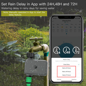 Bluetooth Smart Sprinkler Timer - Programmable Water Irrigation Controller with Rain Delay, Filter Washer, Weather Adjustment for Lawn, Garden (iOS/Android App Control, Battery-Powered)