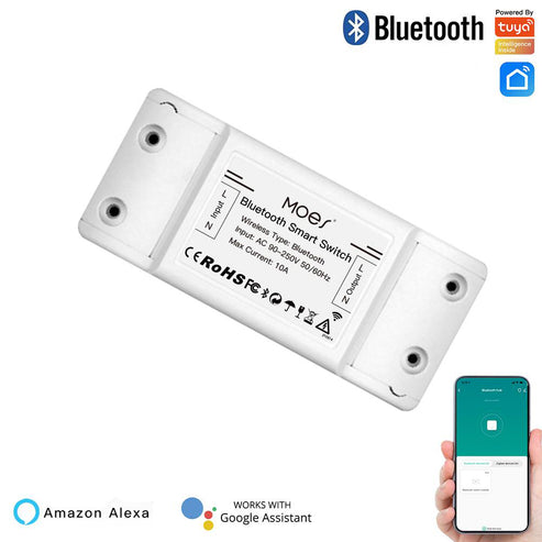 Bluetooth Smart Switch Relay Module – Single Point Control, Wireless Light Switch, Smart Breaker Repeater, Works with Alexa & Google Home, DIY Installation, No Hub Required, 10A 110V/220V