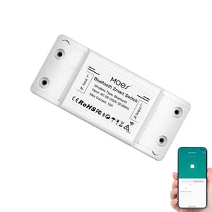 Bluetooth Smart Switch Relay Module – Single Point Control, Wireless Light Switch, Smart Breaker Repeater, Works with Alexa & Google Home, DIY Installation, No Hub Required, 10A 110V/220V