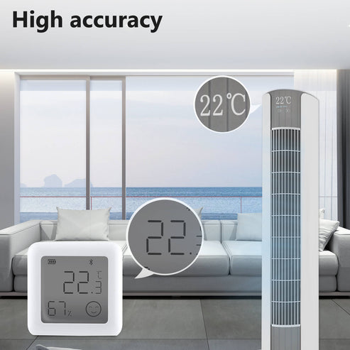Bluetooth Smart Temperature Humidity Sensor - LCD Indoor Hygrometer Thermometer with Real-Time Monitoring, Wireless Room Climate Monitor for Home, Office, Greenhouse