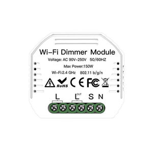 WiFi Smart Dimmer Switch Module - 2 Gang LED Dimmable Relay, Works with Alexa/Google Home, No Hub Required, DIY Installation, 0-100% Smooth Dimming, Smart Life/Tuya App (120-250V)