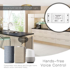 WiFi & RF Smart Light Switch Module - DIY Universal Breaker with Timer - Works with Alexa & Google Home - No Hub Required - Compatible with Smart Life/Tuya App - 16A Relay for Home Automation