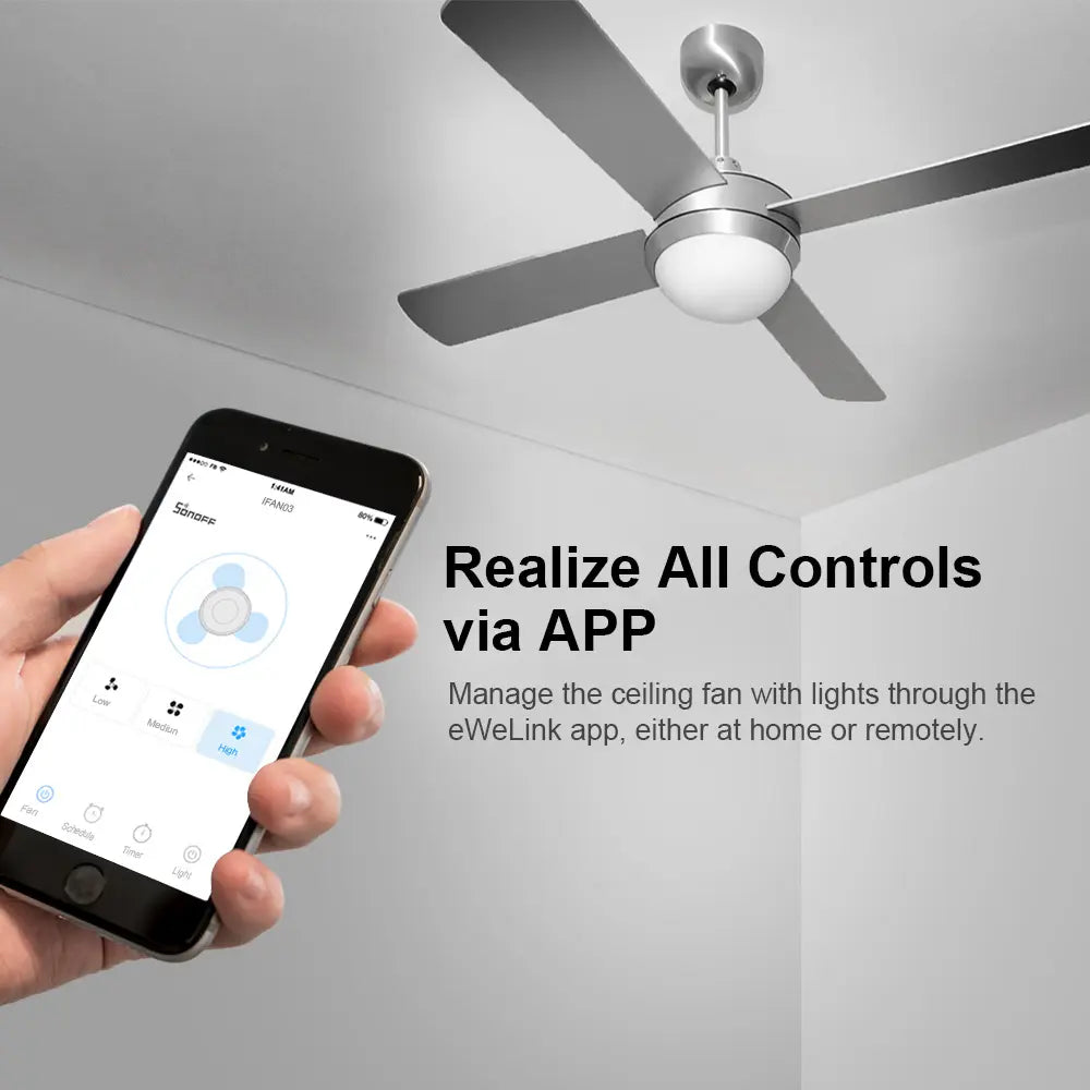 SONOFF iFan04-H Smart WiFi Ceiling Fan & Light Controller - Convert Traditional Fans to Smart, Works with Alexa & Google Home, App Control, Timer Function, No Hub Required, Compatible with Nest