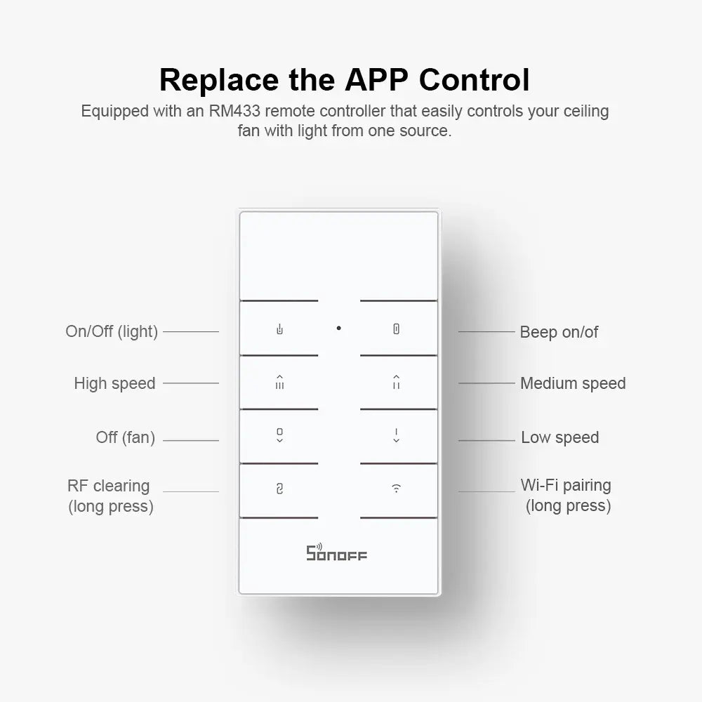 SONOFF iFan04-H Smart WiFi Ceiling Fan & Light Controller - Convert Traditional Fans to Smart, Works with Alexa & Google Home, App Control, Timer Function, No Hub Required, Compatible with Nest