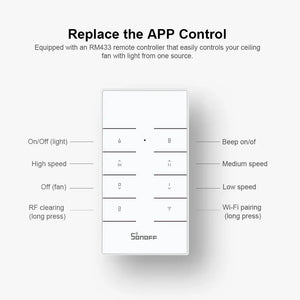 SONOFF iFan04-H Smart WiFi Ceiling Fan & Light Controller - Convert Traditional Fans to Smart, Works with Alexa & Google Home, App Control, Timer Function, No Hub Required, Compatible with Nest