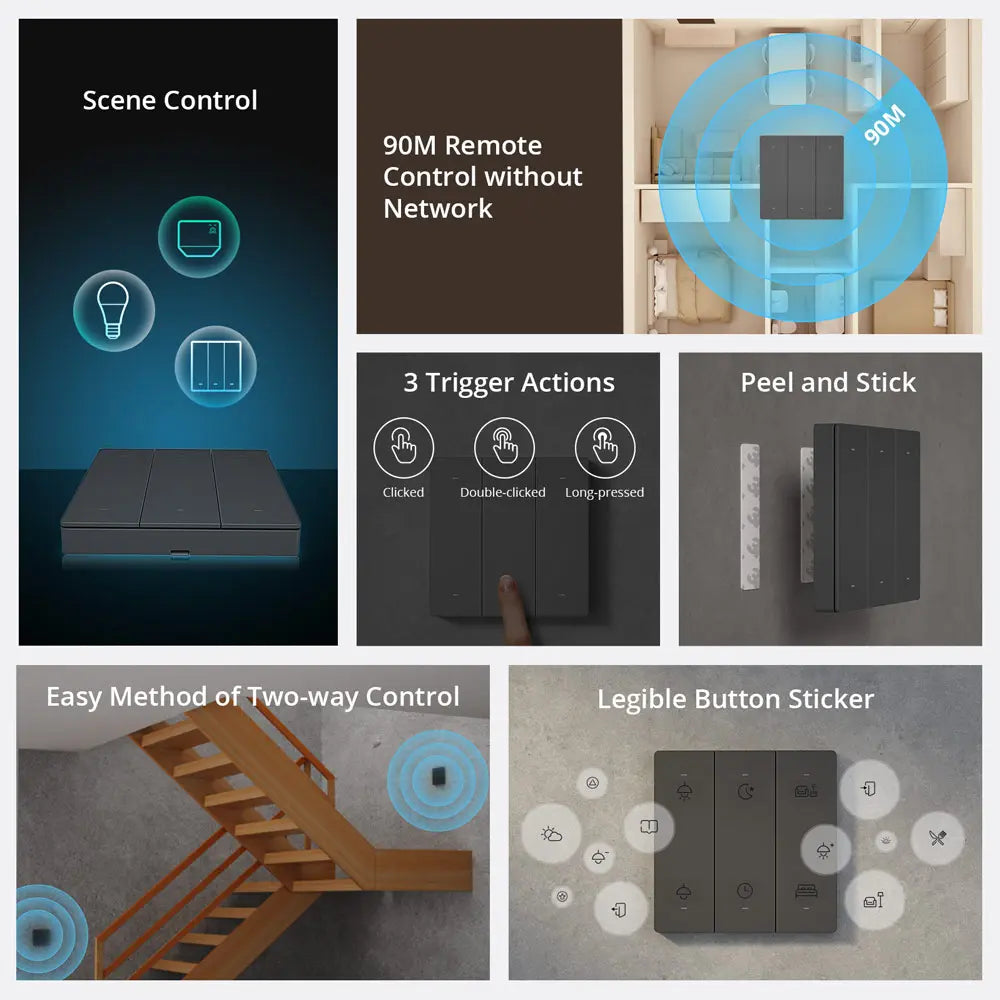 SONOFF SwitchMan R5 Scene Controller - 6-Key Wireless Smart Remote with Battery, eWeLink-Remote Control, Works with SONOFF M5/MINIR3, No Wiring Needed, for Smart Home Automation